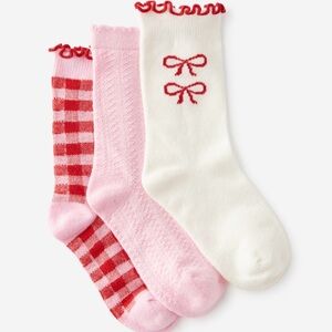 Cotton On Kids Crew Socks 3Pk Set - Red, Pink, and White Valentines Day